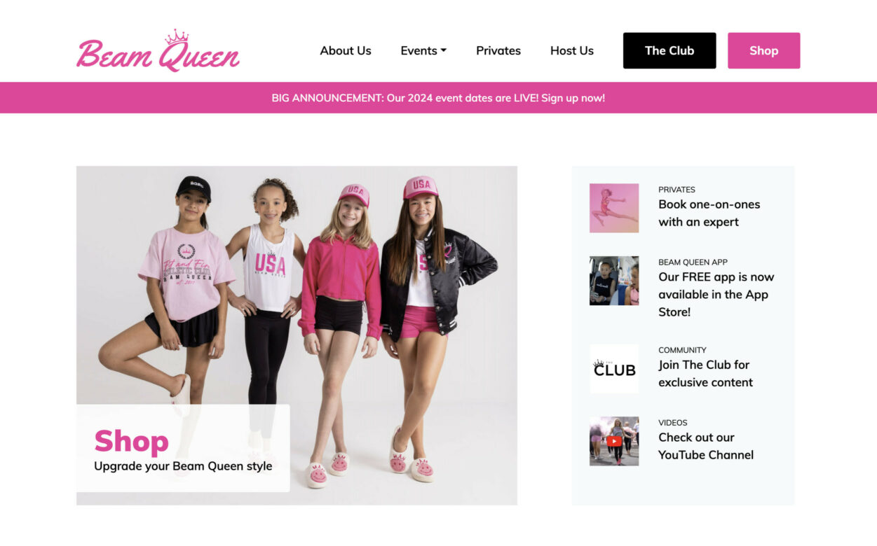 Screenshot of Beam Queen website