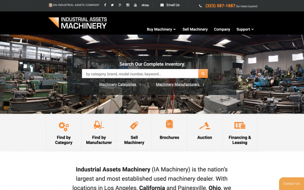 Screenshot of IA Machinery website