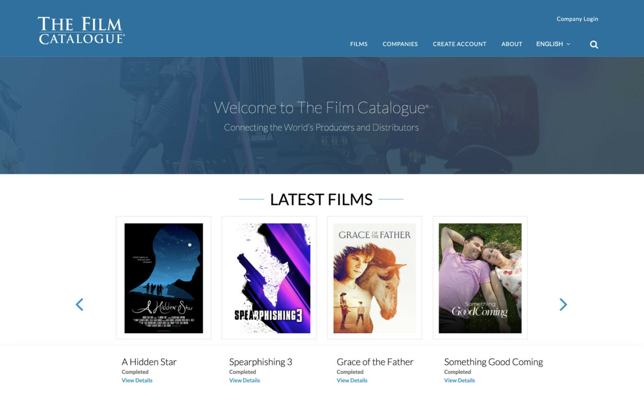 Screenshot of The Film Catalogue website